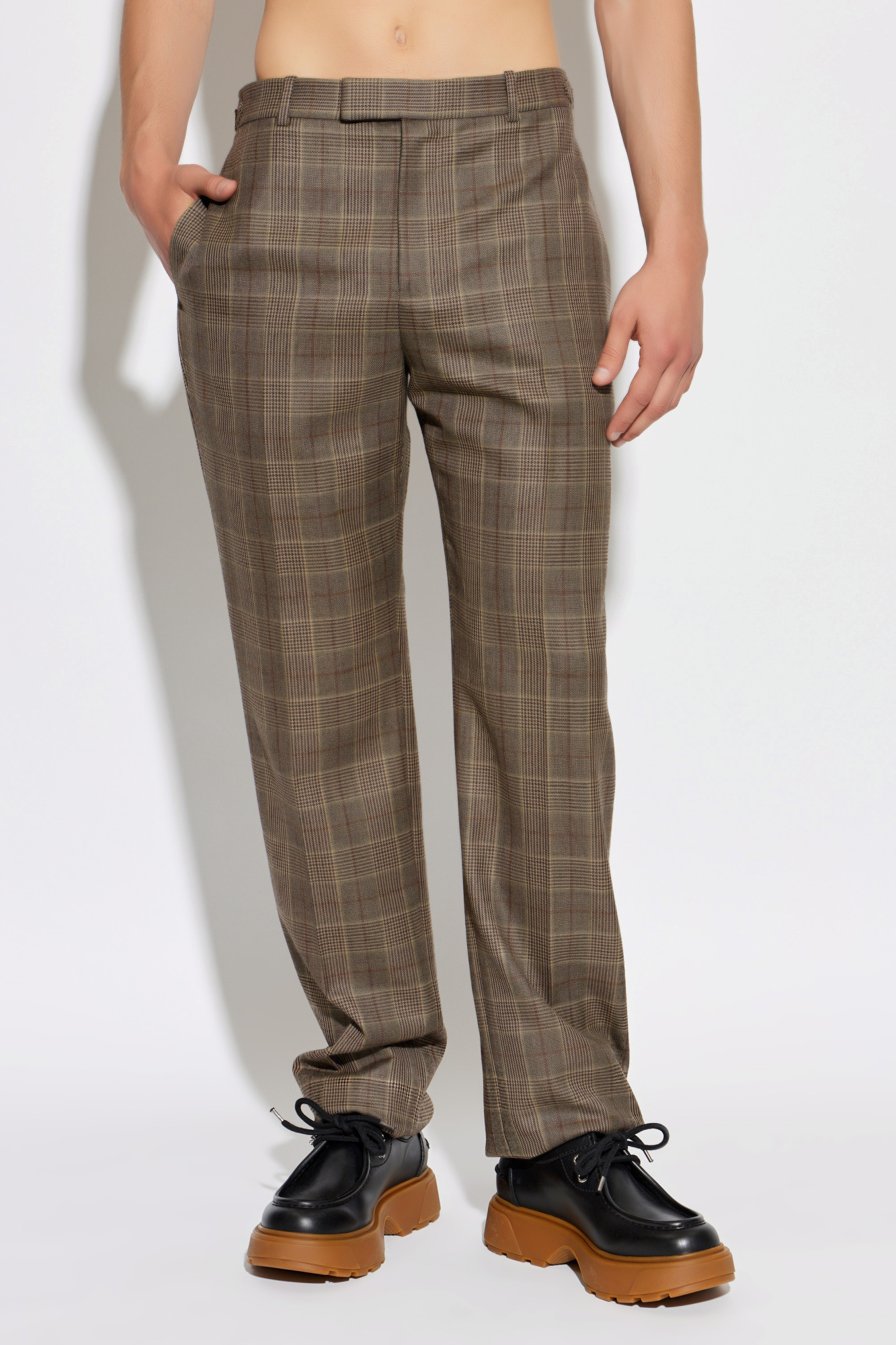 Brown Wool plaid trousers Alexander McQueen - Vitkac Australia
